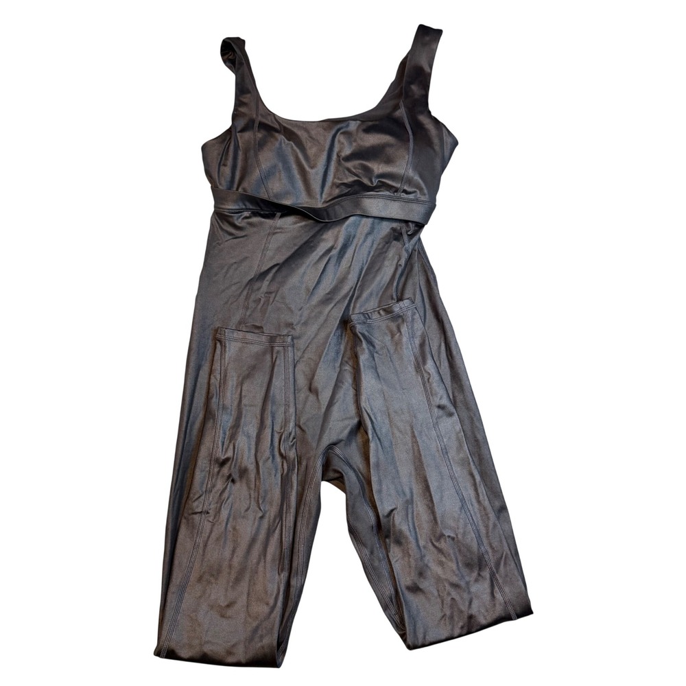 Fabletics Black High Shine Cutout Back Activewear Jumpsuit Bodysuit Small